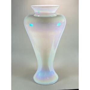 Vintage Cambridge Opalescent Art Glass Vase: 1980s Iridescent 16" Tall